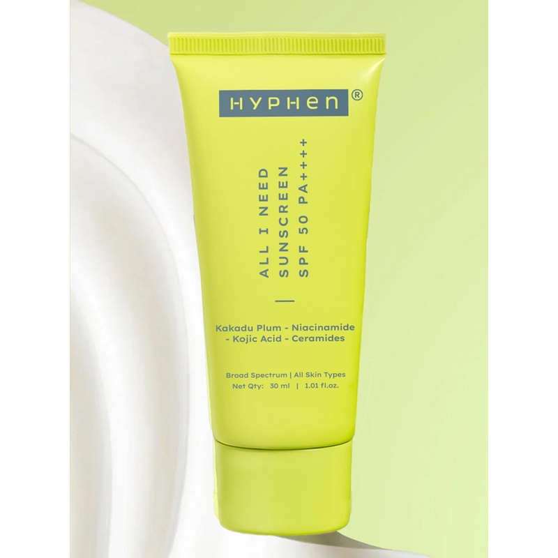 Hyphen All I Need Sunscreen SPF50 PA++++ Brightens with Niacinamide + Non-Greasy – 50ml