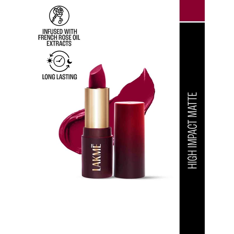 Lakme Forever Matte Long Lasting Lipstick With French Rose Oil Ext 4.5g – Red Aurora CR8