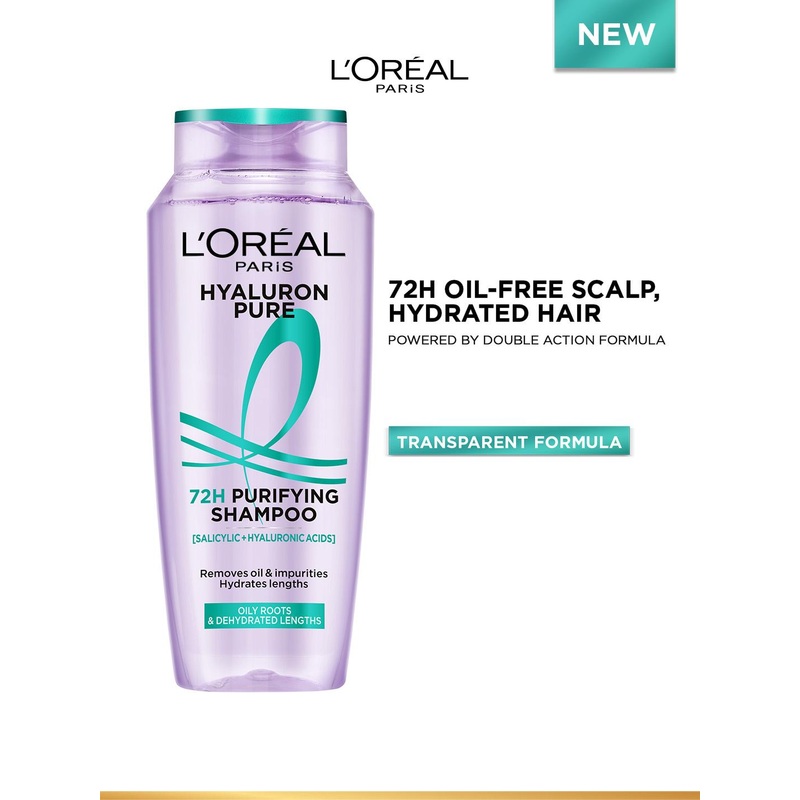 LOreal Paris Hyaluron Pure 72H Purifying Shampoo for Oily Scalp – Dry Hair – 200ml