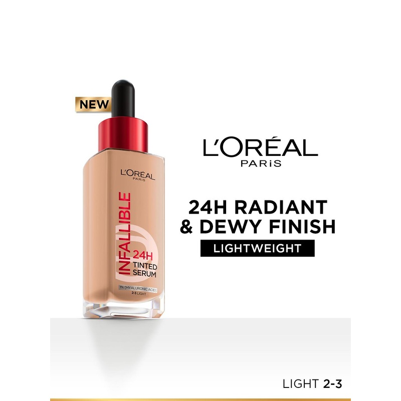 LOreal Paris Infallible 24H Lightweight Dewy Tinted Serum Foundation 30ml – Light 2-3