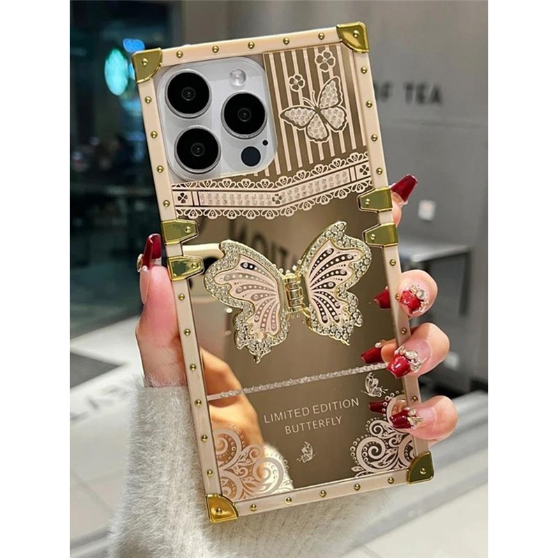 Luxury Kase Butterfly Stand Back Mirror iPhone 16 Pro Max Back Case