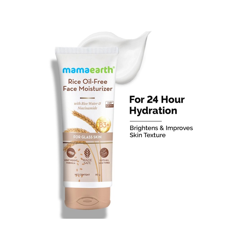 Mamaearth Rice Oil-Free Face Moisturizer with Rice Water & Niacinamide For Glass Skin- 80g