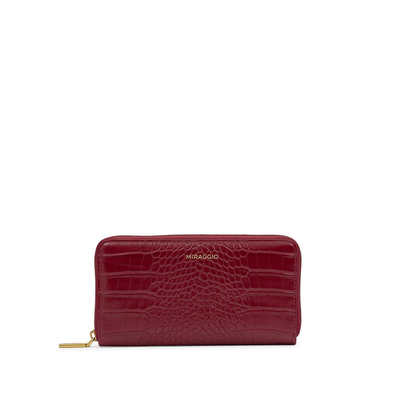 MIRAGGIO Rumi Red Zip Around Wallet