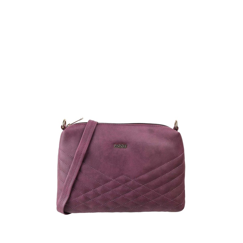 Mochi Purple Geometric Embellished Structured Sling Bag with Quilted