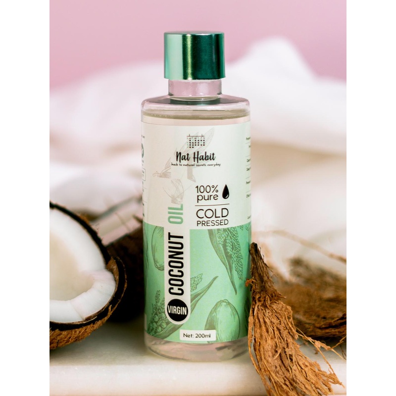 Nat Habit 100% Pure Cold Pressed Virgin Coconut Body Oil for Deep Moisturisation – 200 ml