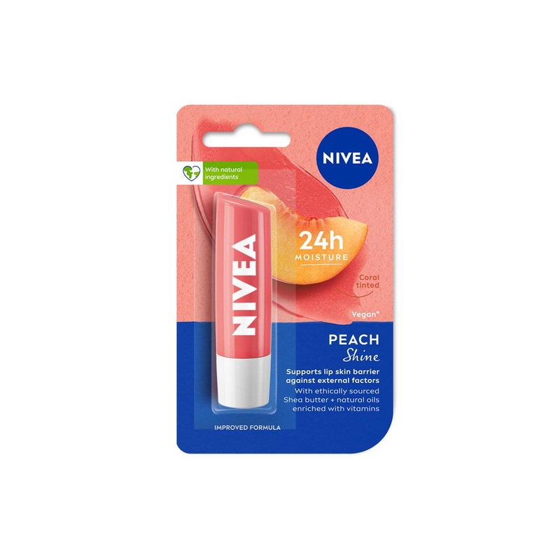 Nivea Caring Lip Balm – Peach Shine 4.8g