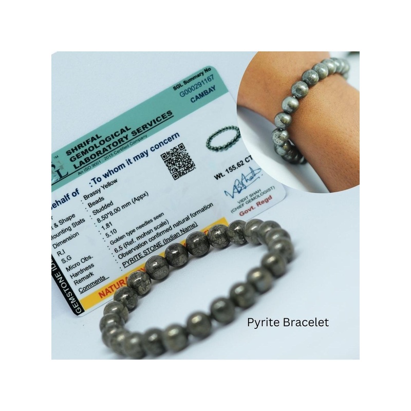 VIBESLE Grey Pyrite Beaded Elasticated Bracelet