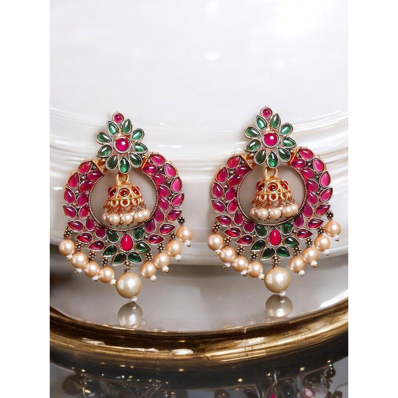 Anouk Floral Stones & Pearl Studded Chandbalis