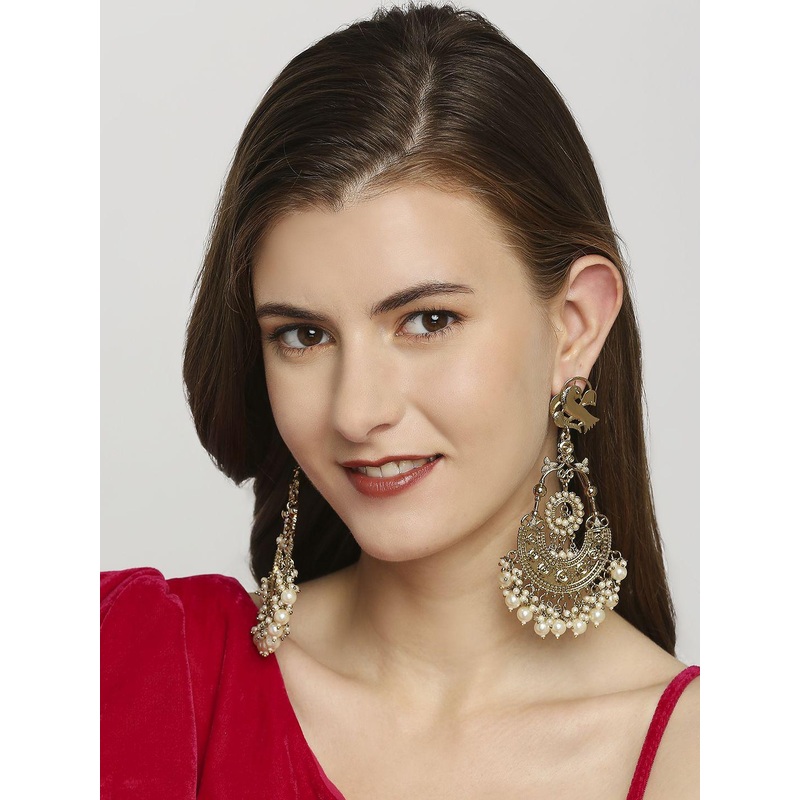 Anouk Peacock Shaped Artficial Stones & Beads Chandbalis