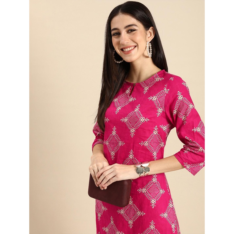 Anouk Women Pink Ethnic Motifs Printed Kurta