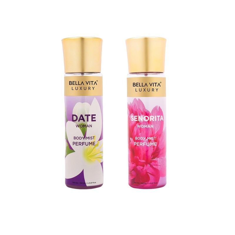 Bella Vita Organic Set Of 2 Date & Senorita Long Lasting Body Mist Perfume-150 ml Each