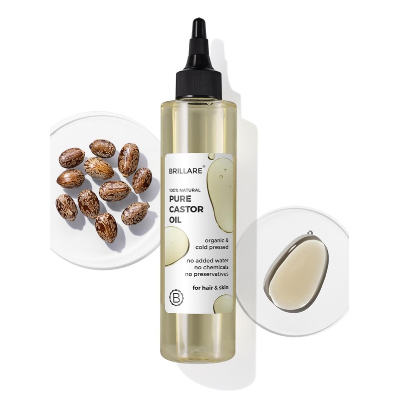 BRILLARE 100% Pure Cold-Pressed Castor Oil for Hair & Skin 200ml