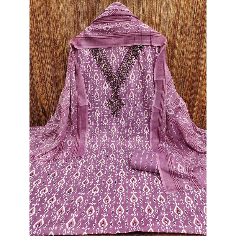 KALINI Ethnic Motifs Printed Pure Cotton Unstitched Dress Material