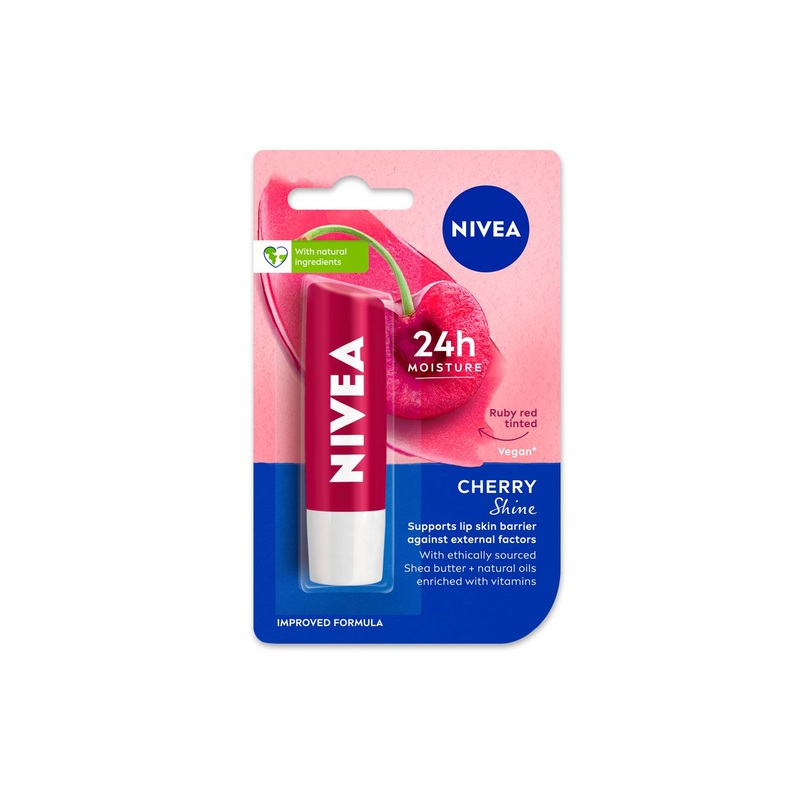 Nivea Cherry Shine Long Lasting Moisturisation Caring Lip Balm 4.8 g