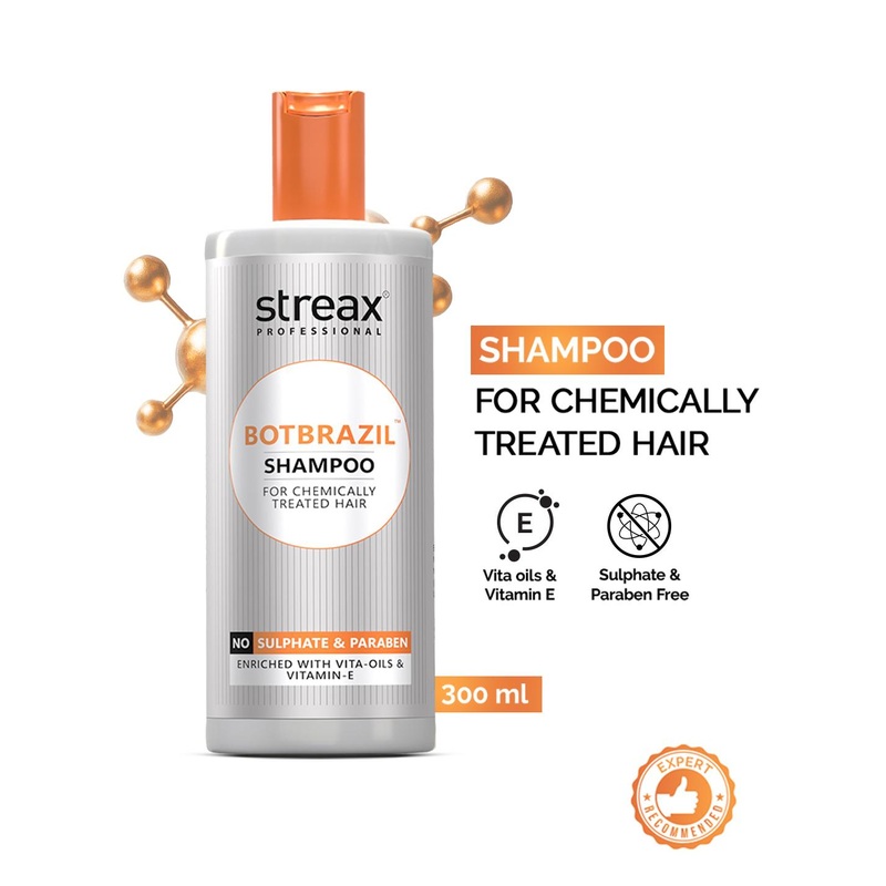 Streax Professional BotBrazil Paraben-Free Shampoo for Chemically Treated Hair – 300 ml