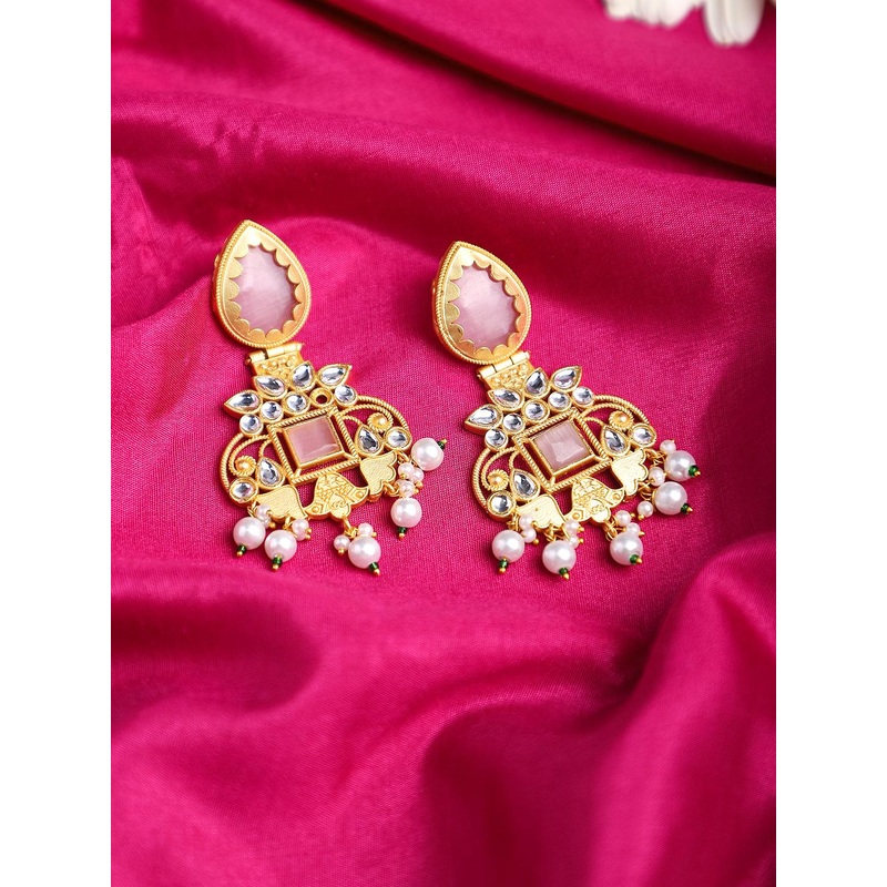 Yellow Chimes Women Gold-Toned Contemporary Drop Earrings