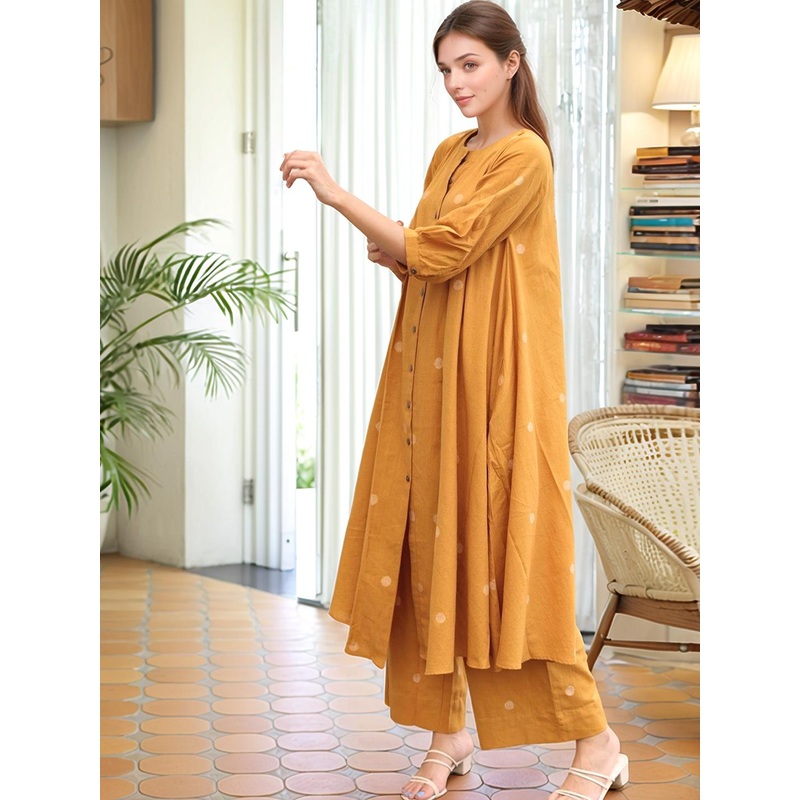 Aaghnya Women Geometric Printed Puffed Sleeves A-Line  with Palazzos