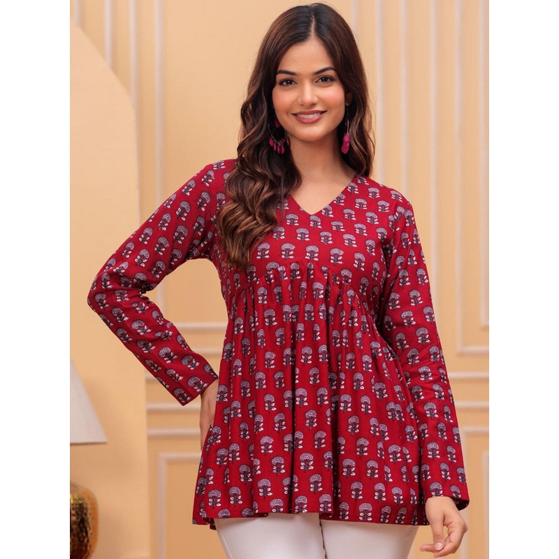all about you Women Ethnic Printed V-Neck Empire Top
