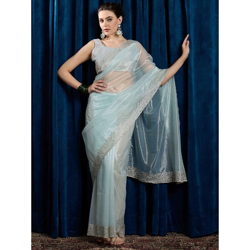 Anouk Embellished Beads and Stones Net Saree