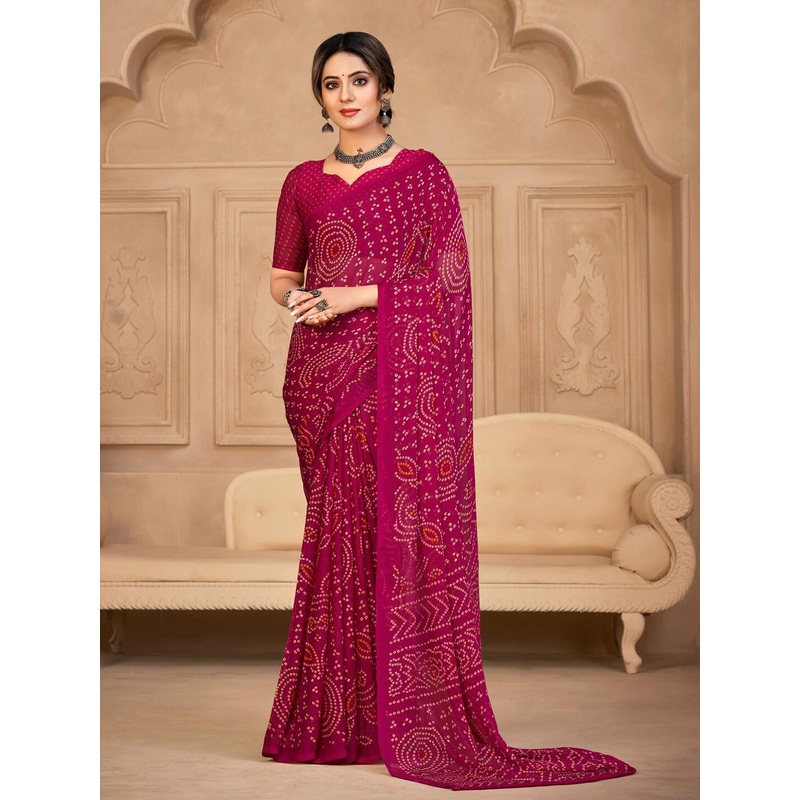 Anouk Rustic Bandhani Printed Pure Chiffon Saree