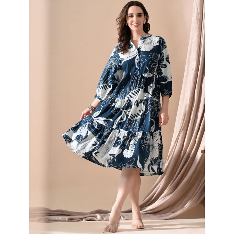 CORSICA Floral Print Crepe Maxi Dress