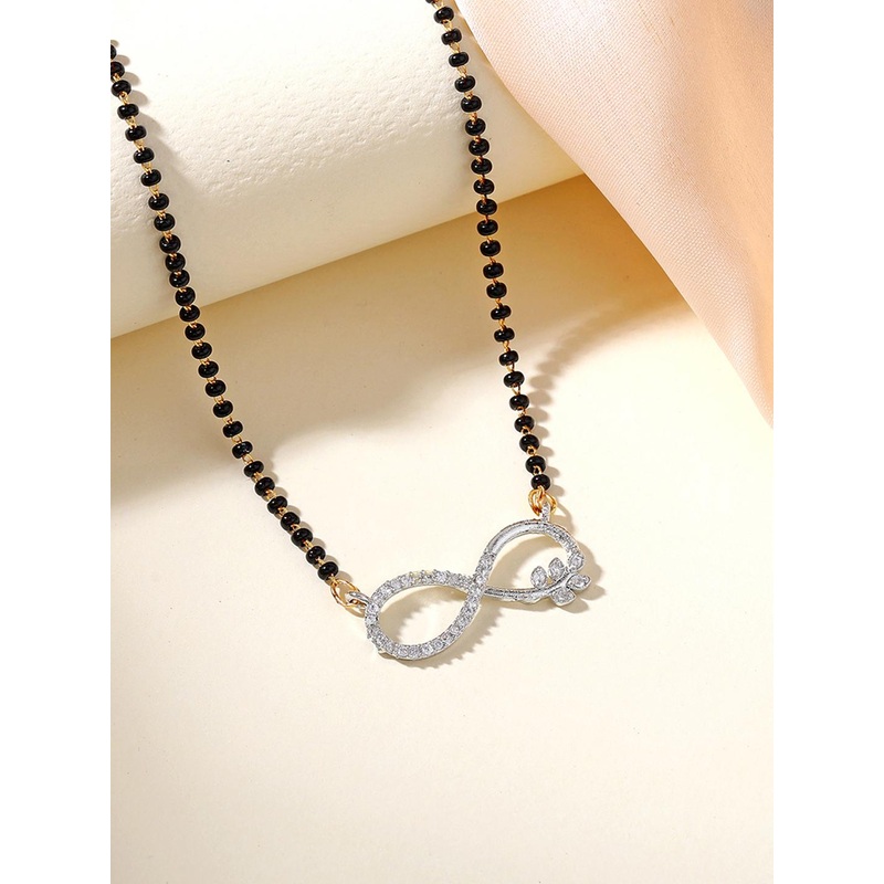 Estele Rhodium-Plated Crystals Studded Mangalsutra