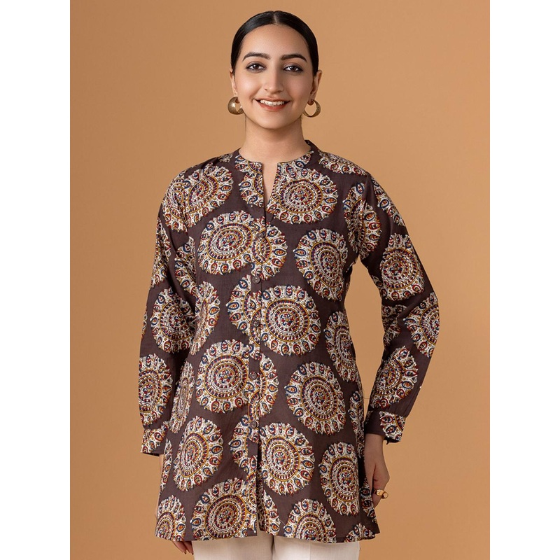 WOMEN PLUS Printed A-Line Pure Cotton Short Kurti