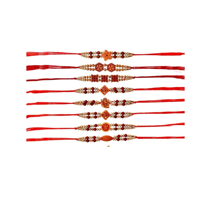 Aadikart Pack of 8 Wraparound Thread Rakhi