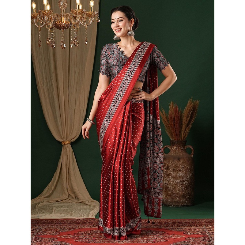 Anouk Bandhani Ethnic Printed Pure Crepe Saree