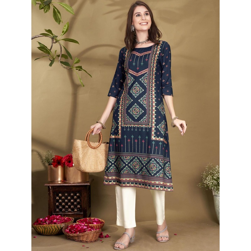 Anouk Ethnic Motifs Woven Design Straight Kurta