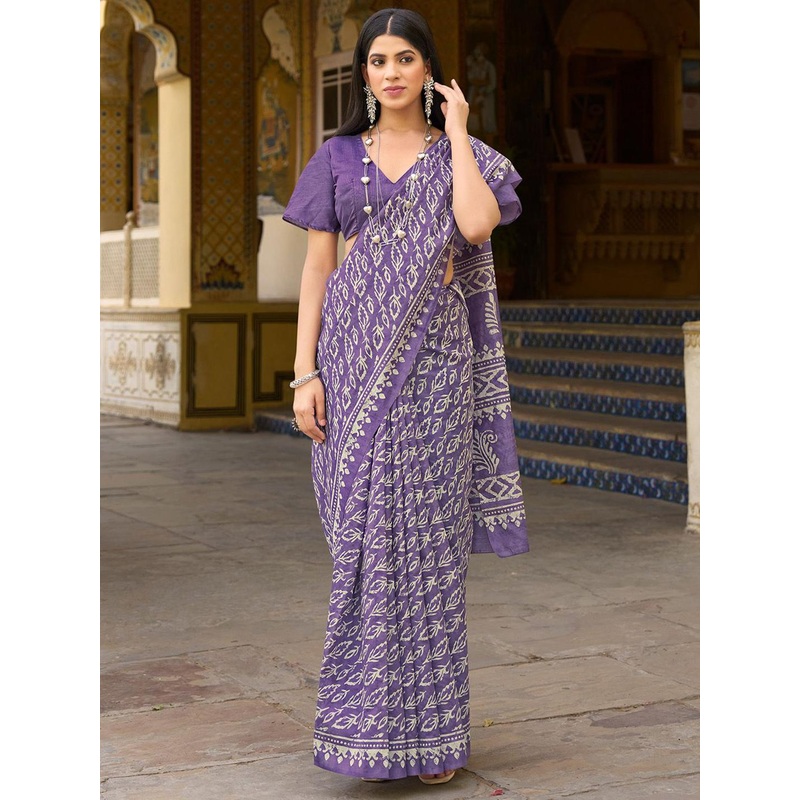 Anouk Rustic Ethnic Motifs Silk Blend Bagru Saree