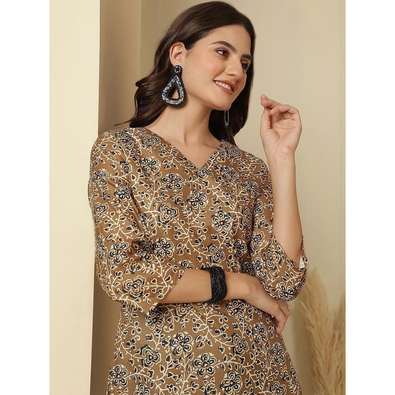 Anouk Rustic Women Ethnic Motifs V-Neck Three-Quarter Sleeves  Kurtis
