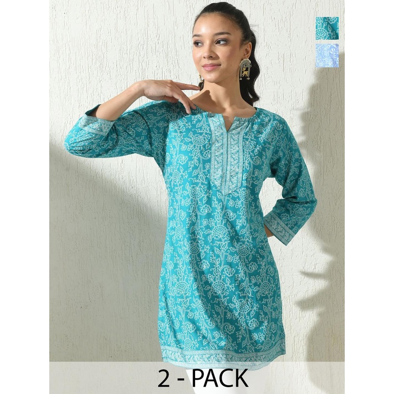 Anzi Pack of 2 Women Ethnic Motifs Printed Kurti