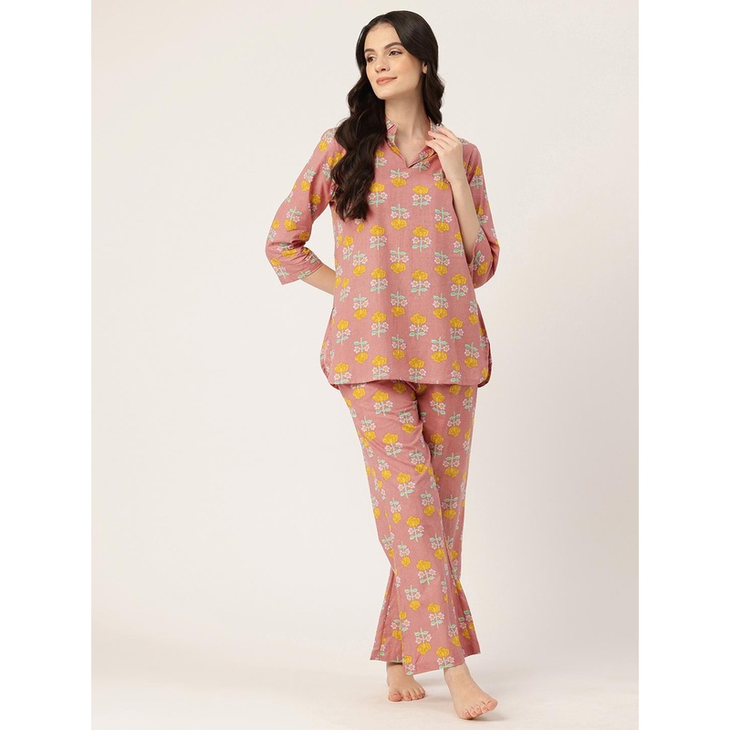 ETC Floral Printed Pure Cotton Night Suit