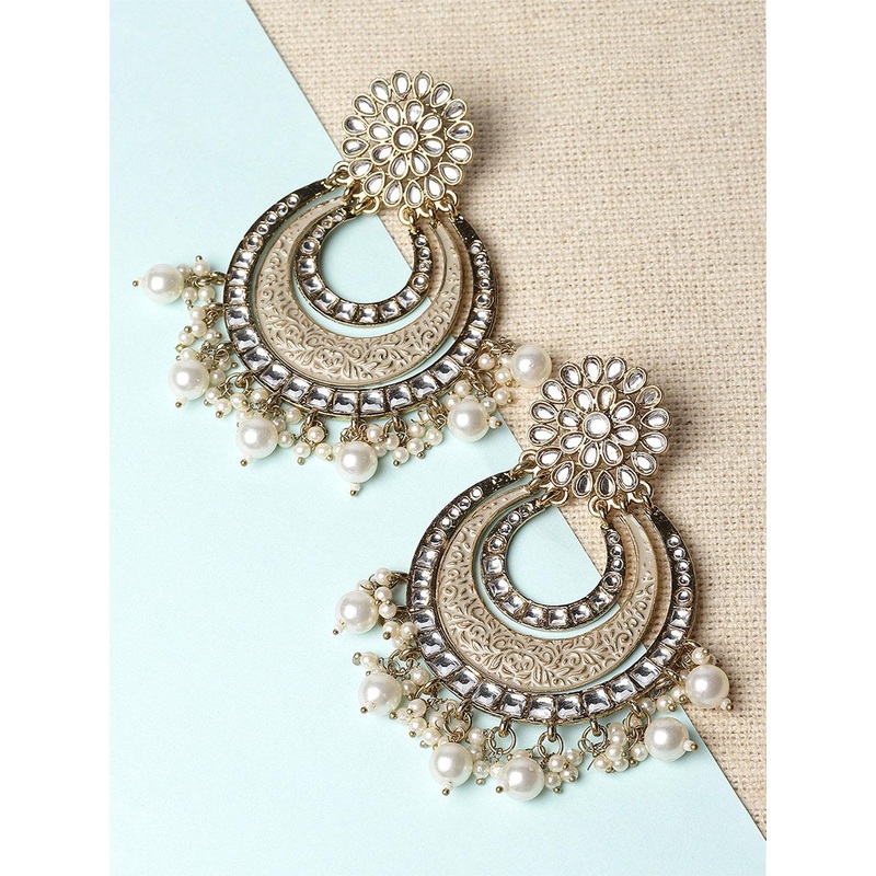 KARATCART Gold-Plated Contemporary Chandbalis Earrings