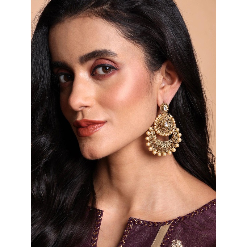 PANASH Gold-Plated Beaded Handcrafted Chandbalis