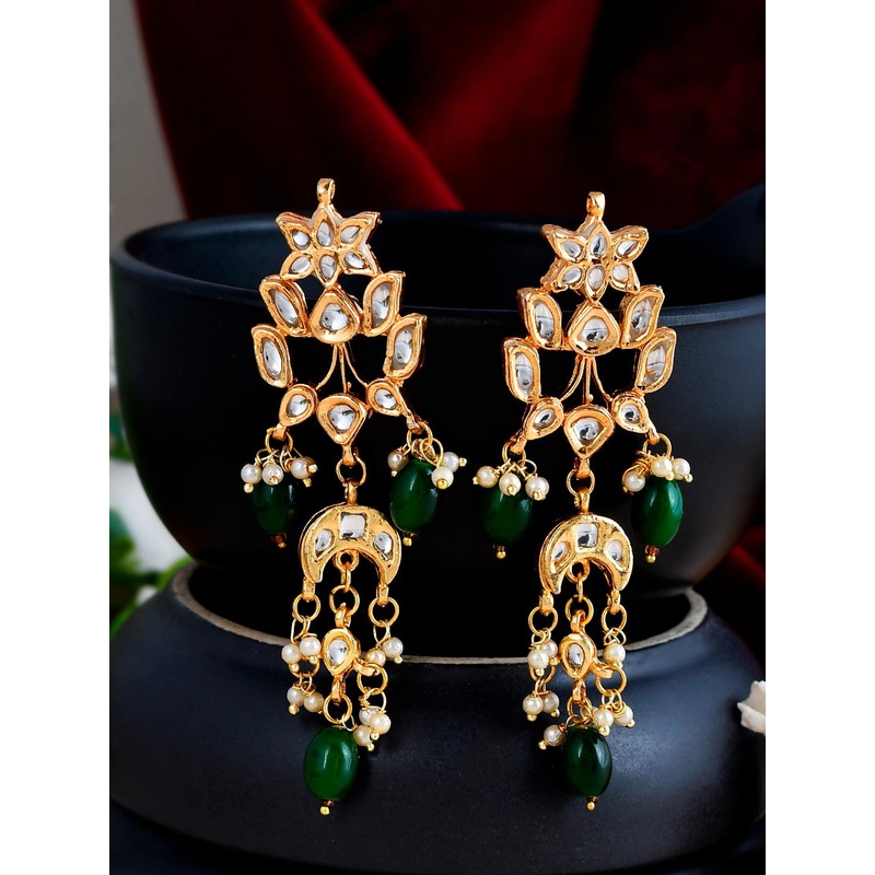 Shoshaa Gold-Plated Contemporary Drop Earrings