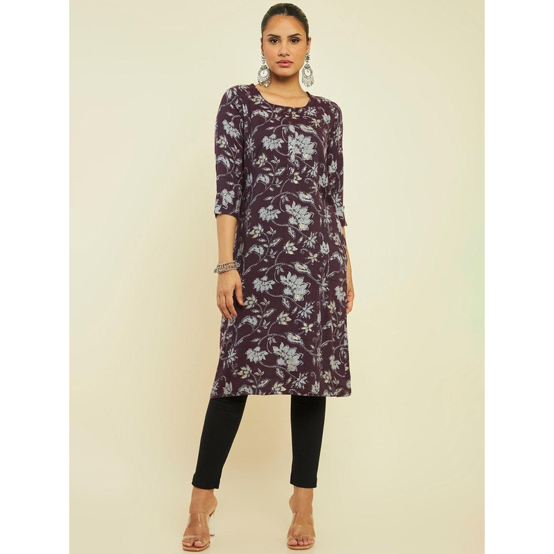 Soch Floral Printed Straight Regular Kurta