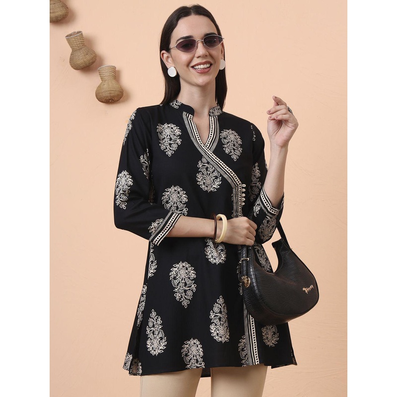 Tissu Ethnic Motifs Printed V-Neck Pure Cotton Kurti