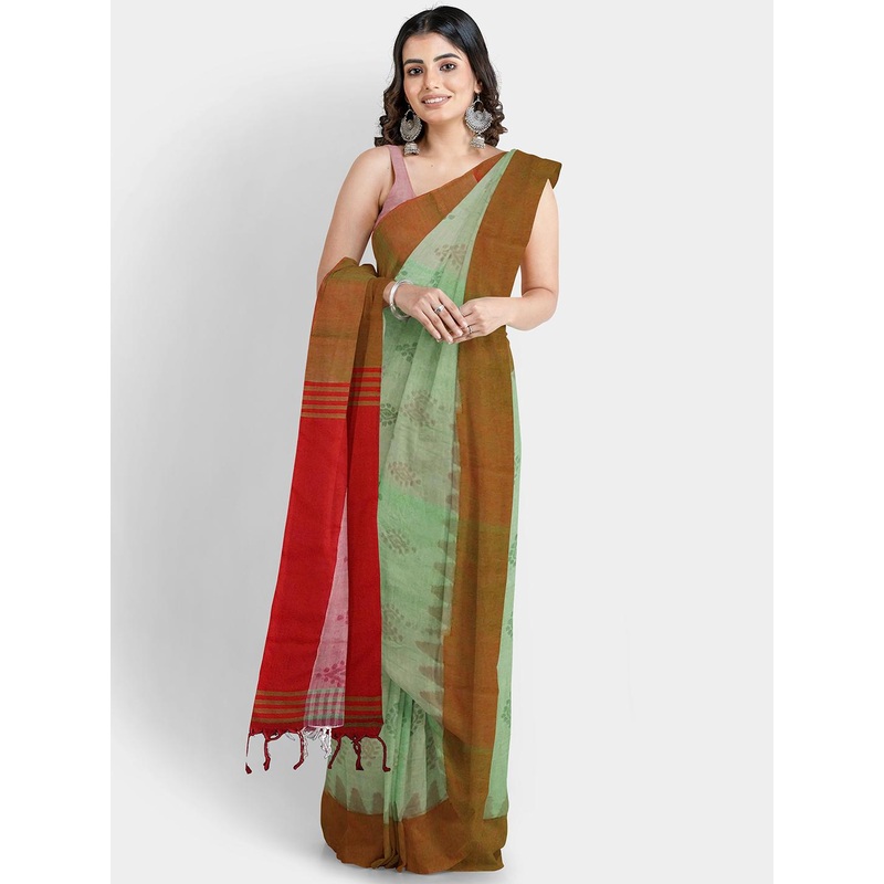 WoodenTant Ethnic Motifs Printed Pure Cotton Saree