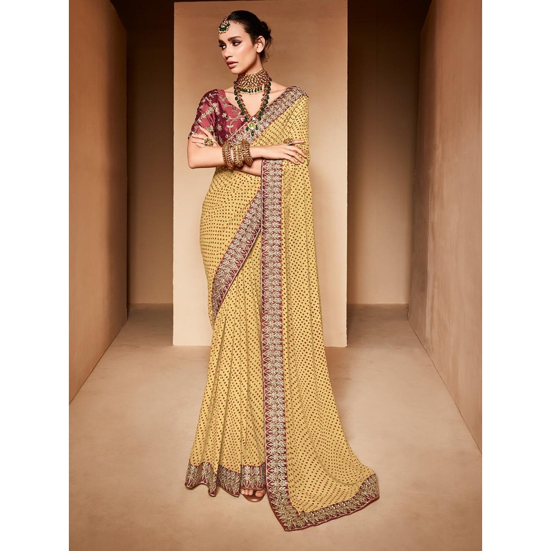 Anouk Bandhani Embroidered Pure Georgette Bandhani Saree
