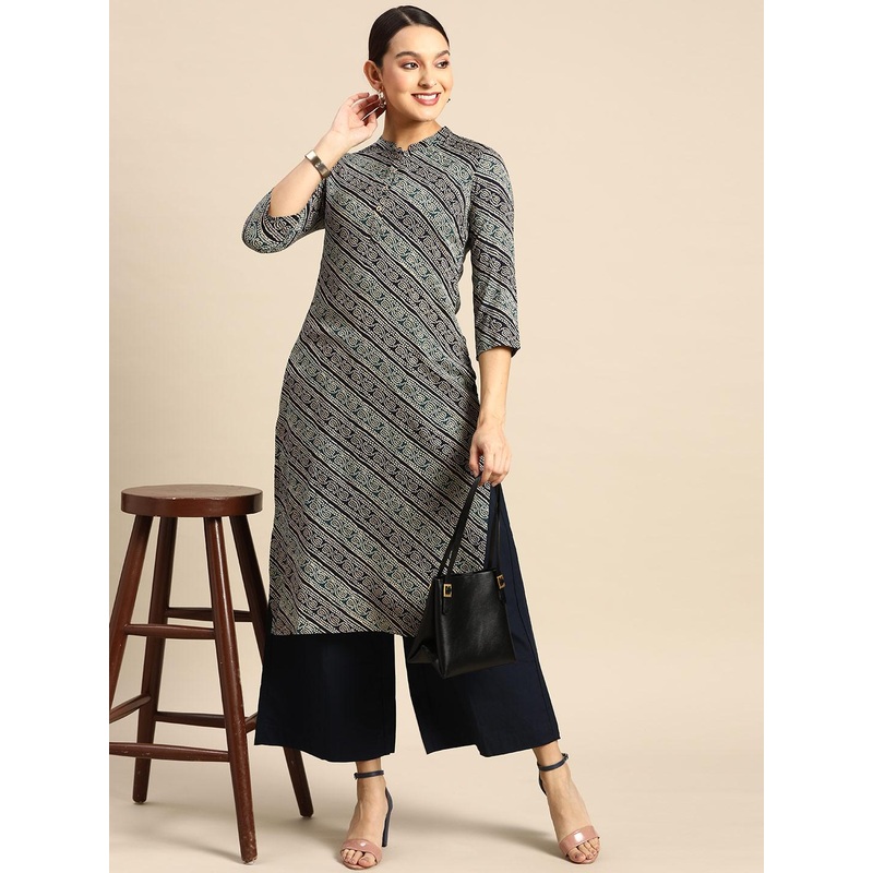 Anouk Bandhani Printed Foil Print Straight Kurta