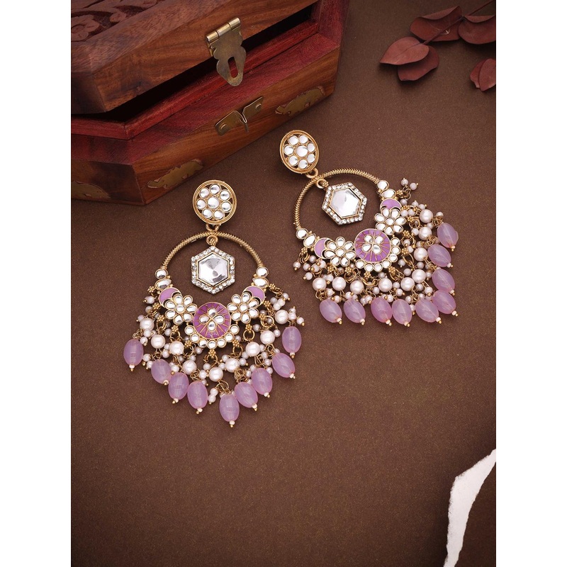 Anouk Gold-Plated Artificial Beads Contemporary Drop Earrings