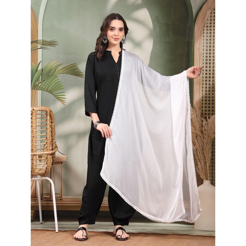 Clora Creation Lace Work Chiffon Dupatta