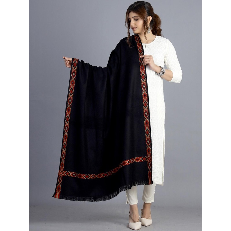 HANDICRAFT PALACE Women Black Woven-Design Shawl