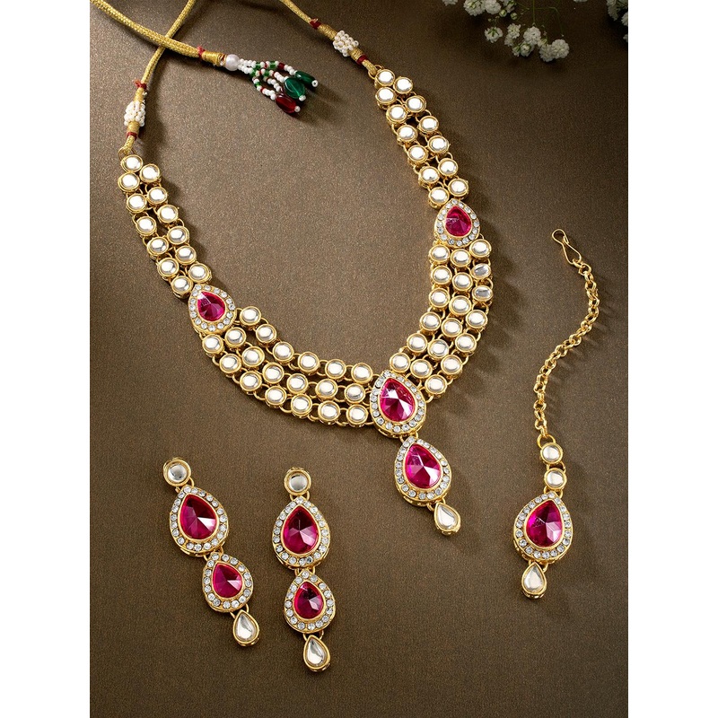 Peora Gold-Plated Kundan-Studded Jewellery Set