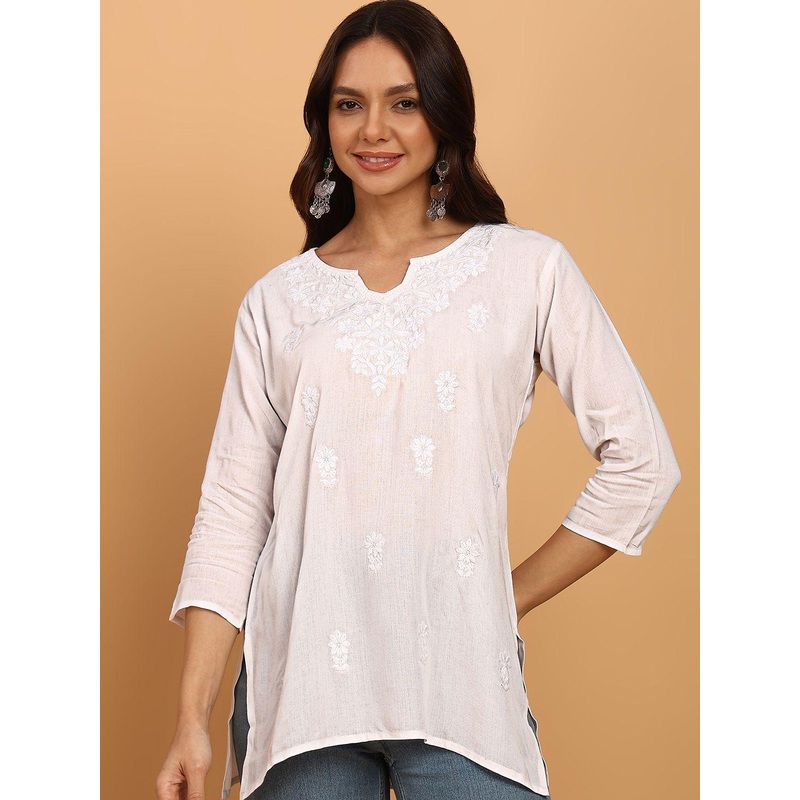 TOP N THREAD Floral Embroidered Chikankari Kurti