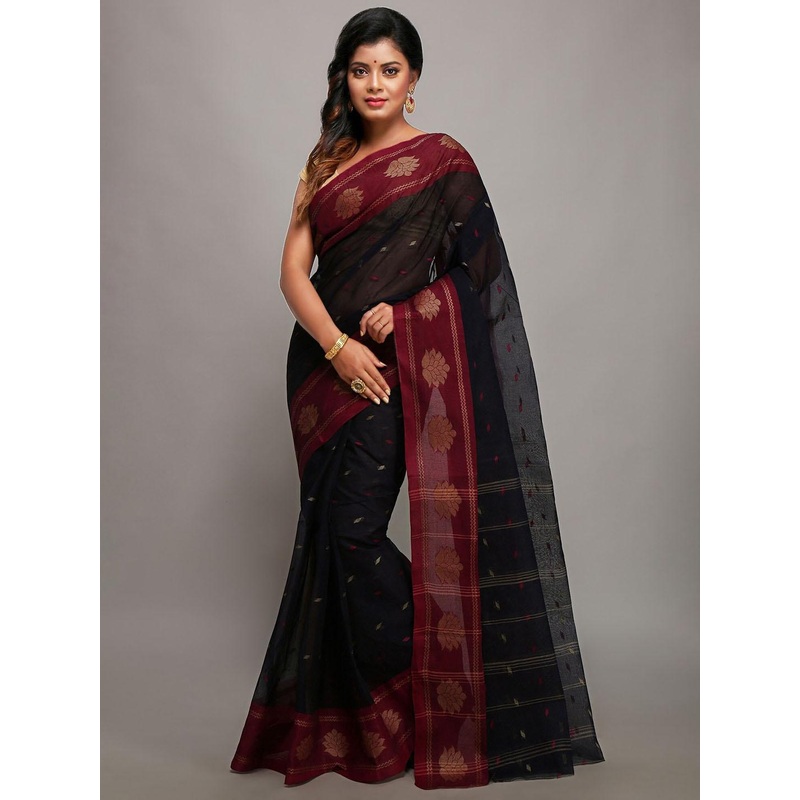 WoodenTant Ethnic Motifs Woven Design Pure Cotton Taant Saree