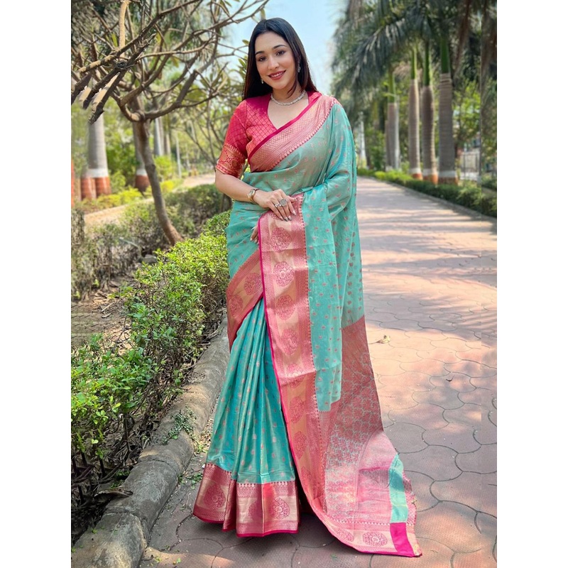 all about you Woven Design Zari Kanjeevaram Saree