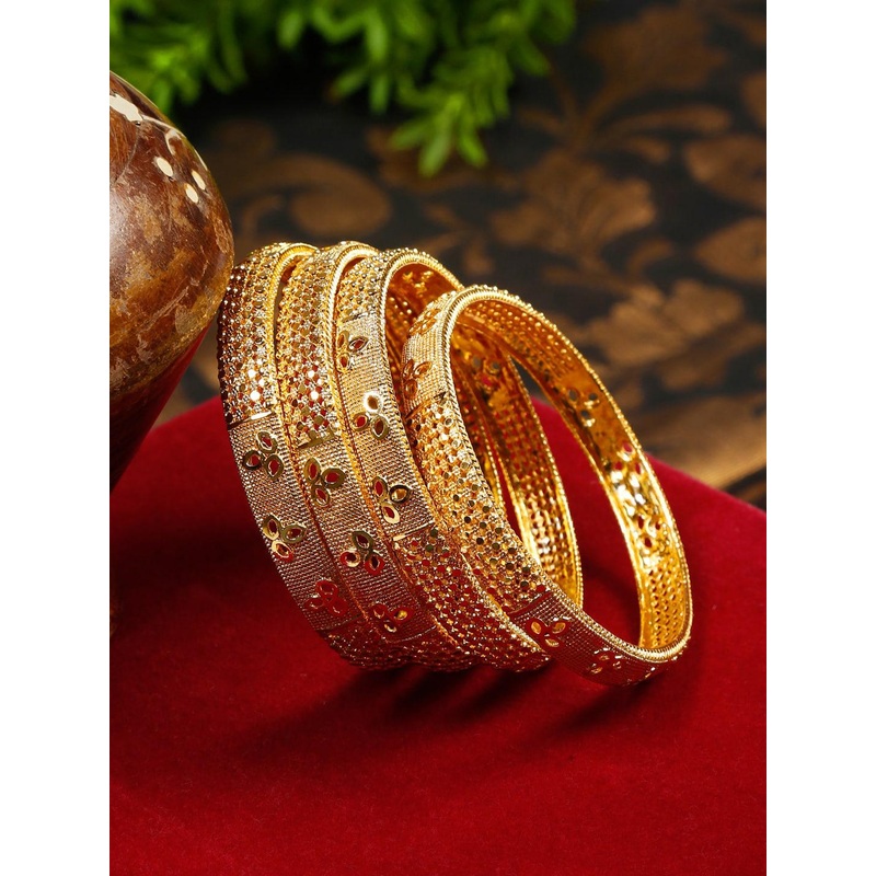 Anouk Set Of 4 Gold-Plated Textured Bangles